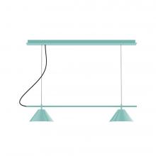 Montclair Light Works CHBX445-48-C21-L12 - 2-Light Linear Axis LED Chandelier with White SJT Cord, Sea Green