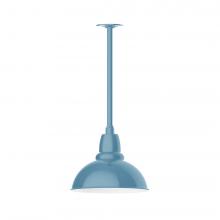 Montclair Light Works STA106-54-W12-L12 - 12" Cafe shade, stem mount LED Pendant with canopy with wire grill, Light Blue