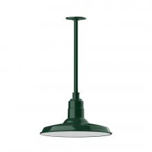 Montclair Light Works STA183-42-H36-L13 - 14" Warehouse shade, stem mount LED Pendant with canopy, Forest Green