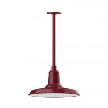 Montclair Light Works STA183-55-H36-L13 - 14" Warehouse shade, stem mount LED Pendant with canopy, Barn Red