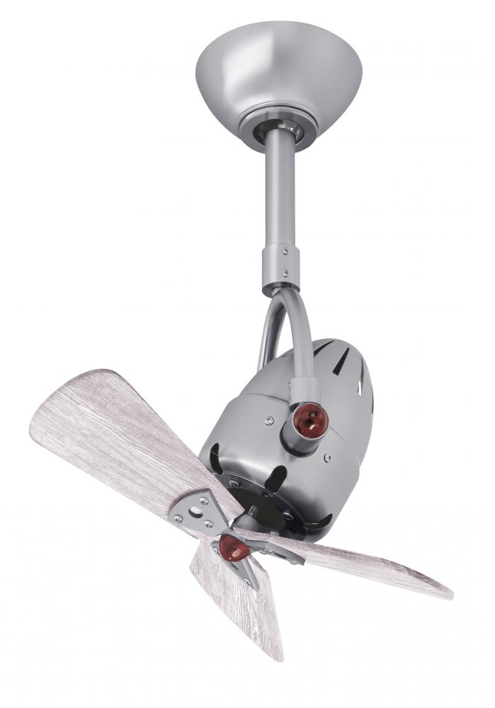 Diane oscillating ceiling fan in Brushed Nickel finish with solid barn wood blades.