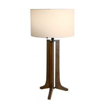 Cerno 02-150-ADL - Forma LED Table Lamp - Brushed Aluminum, Dark Stained Walnut Body, White Linen Shade