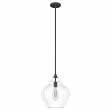 Hunter 19647 - Hunter Dunshire Noble Bronze with Seeded Glass 1 Light Pendant Ceiling Light Fixture